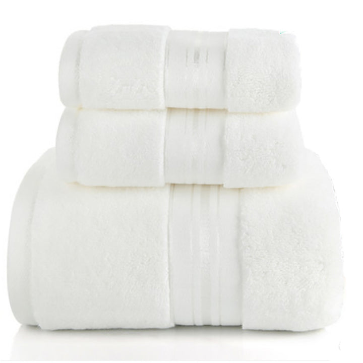 Bathroom Towels with Striped Border Detail
