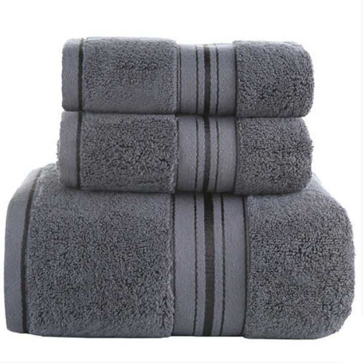 Bathroom Towels with Striped Border Detail
