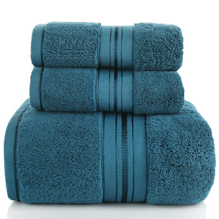 Bathroom Towels with Striped Border Detail
